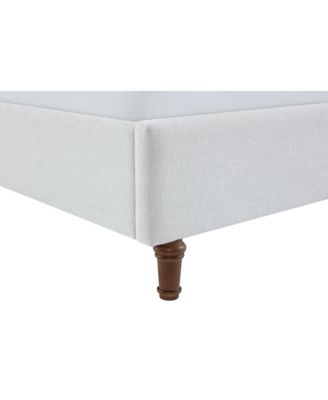 Hannah King Upholstered Wingback Bed with 54" Headboard, Ivory Chenille Look