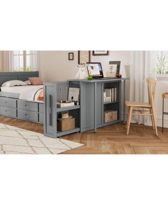 Twin Platform Bed with Desk, Trundle, Shelf, and Drawers