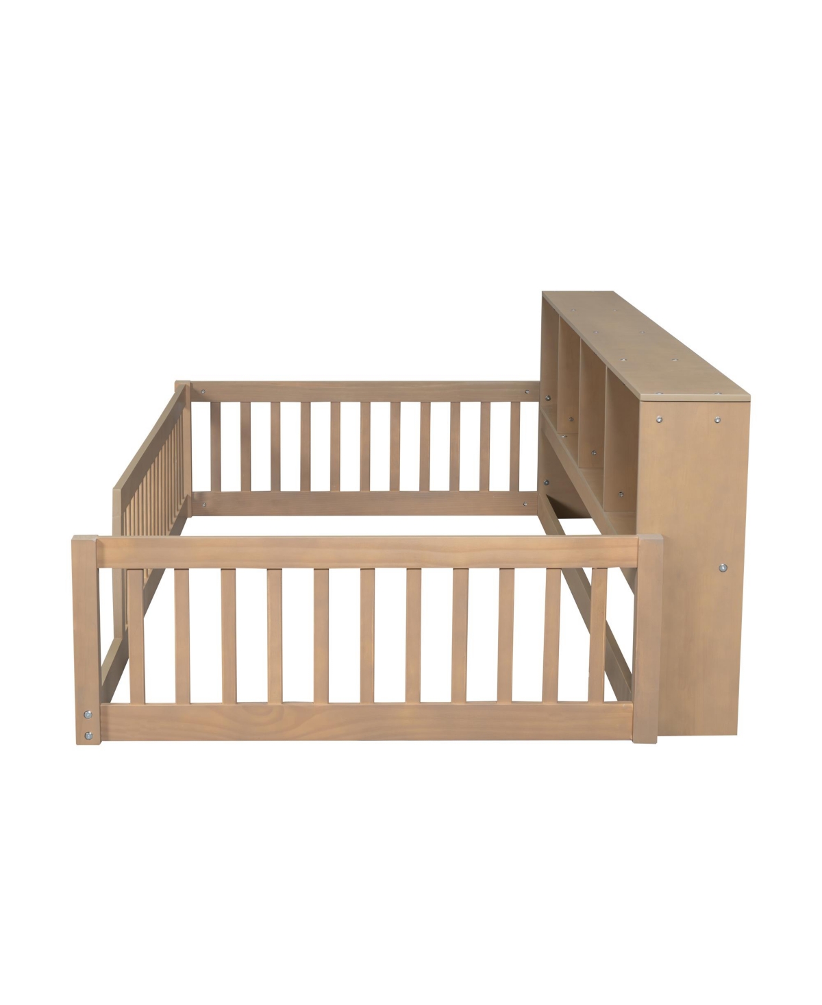 Streamdale Furniture Wood Twin Xl Floor Bed with Storage Cabinets and Usb Ports