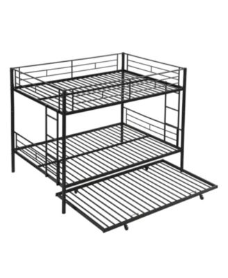 Full Over Full with trundle Metal Bunk Bed, No Box Spring Needed, Easy Assemble