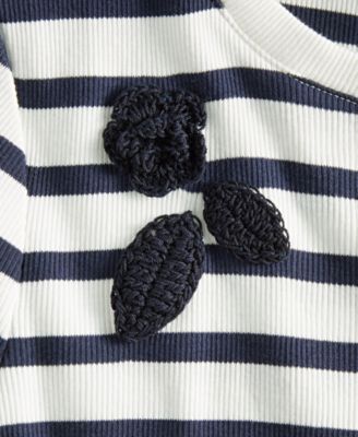 Women's Crochet-Trim Striped T-Shirt