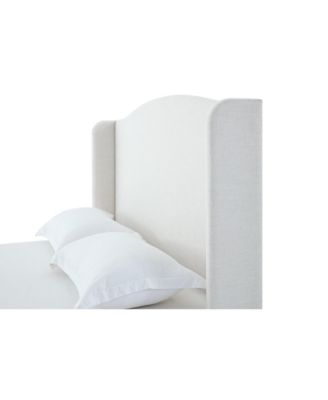 Hannah Queen Wingback Bed, Ivory Textured Chenille, Tall 54" Headboard, No Box Spring Required