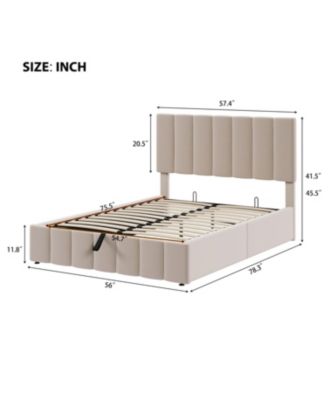 Full size Upholstered Platform bed with a Hydraulic Storage System