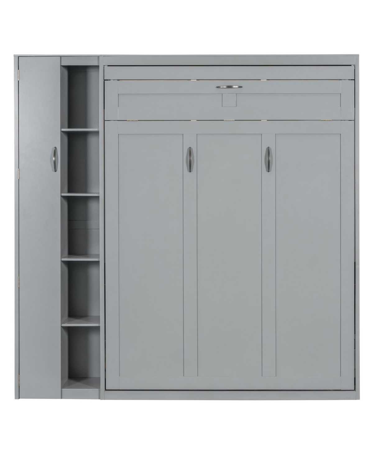 Streamdale Furniture Full Murphy Bed Wall with Shelves, Wardrobe and Led Lights