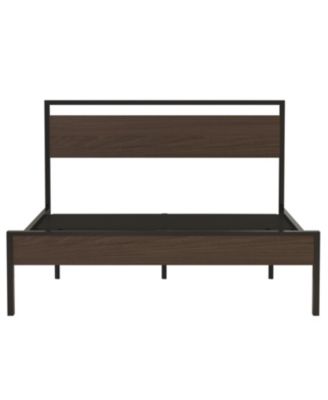 Ceres Metal Bed with Walnut Wood Headboard&Footboard Queen