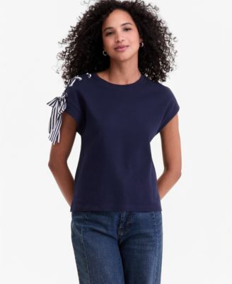 Women's Lace-Up Shoulder Muscle T-Shirt