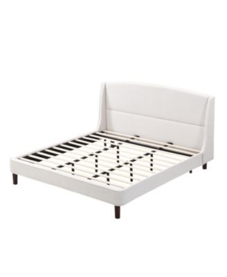King Size Bed Frame Upholstered Platform Bed with Wingback Headboard