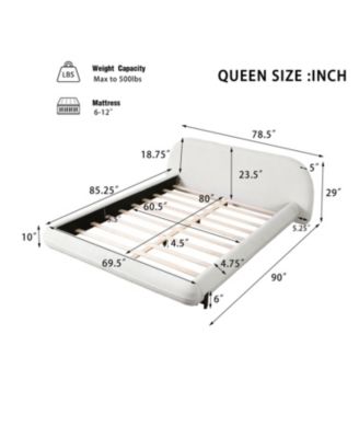 Upholstered Bed Frame with Boucle Fabric and Steel Legs