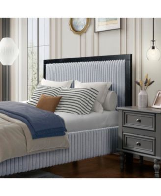 King Size Upholstered Bed with Fluffy Soft Headboard Frame