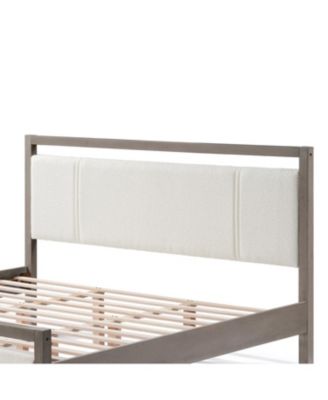 King Bed with Boucle fabric Headboard Wood Frame