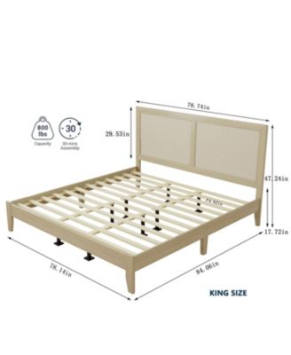 Solid Wood Platform King Bed With