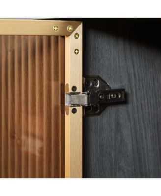 64" Wavy TV Cabinet with Tempered Glass Door