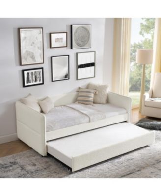 Beige Boucle Daybed with Trundle