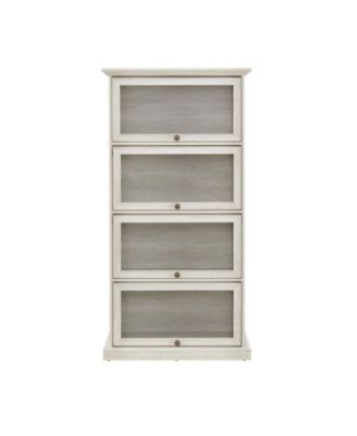 White 4-Tier Glass Display Cabinet