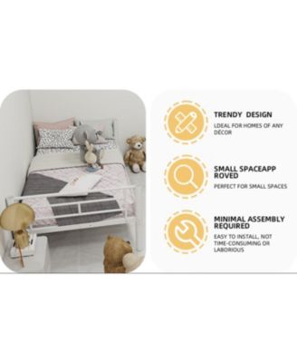 Twin Over Twin Metal Bunk Bed with Ladders & Guardrail