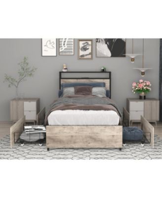 Twin Bed Frame Storage Headboard Charging Station