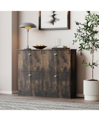 Slim 4-Drawer Shoe Cabinet - Wood