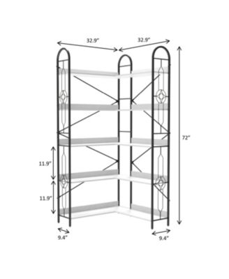 5-Tier Industrial Corner Bookshelf