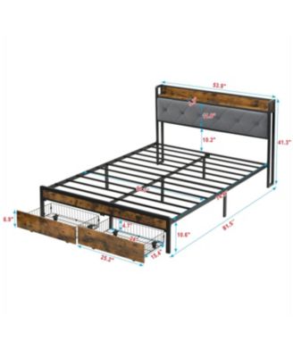 LED Bed Frame with Storage Drawers & USB Charging