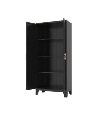 71" Metal Storage Cabinet with Doors & Adjustable Shelves (Black)