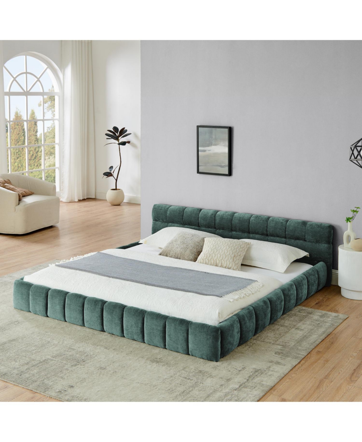Streamdale Furniture King Upholstered Platform Bed Frame