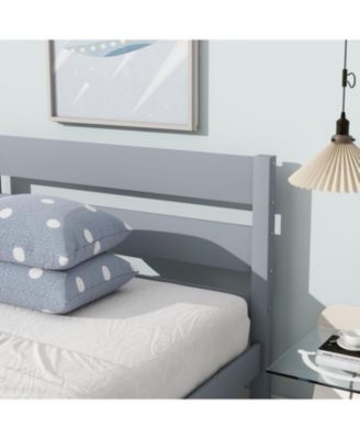 Twin Bed with Headboard and Footboard Rubber Wood Bed