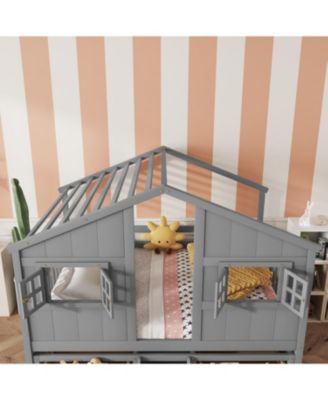 Loft Bed with Roof Windows & Storage