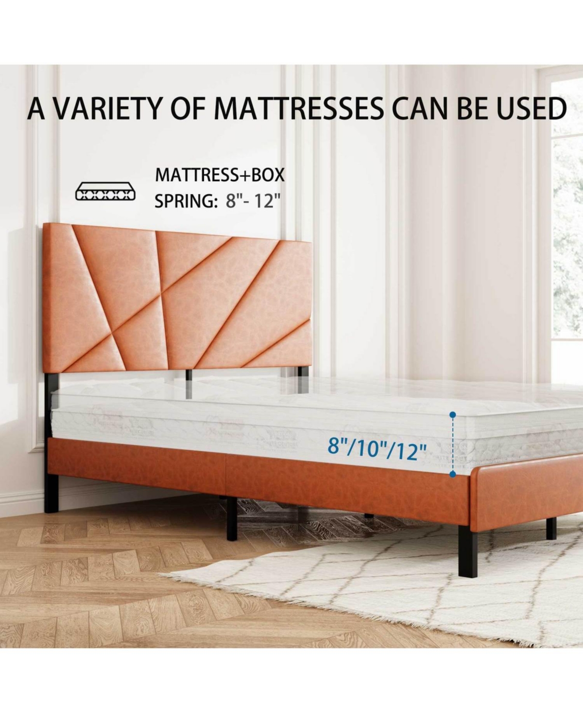 Streamdale Furniture King Metal Bed Frame - Square Platform