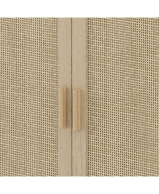 Rattan Buffet Cabinet - 70" 4-Door Sideboard