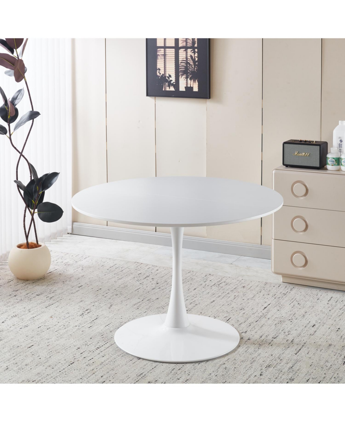 Streamdale Furniture White Tulip Dining Table - Mid-Century Modern