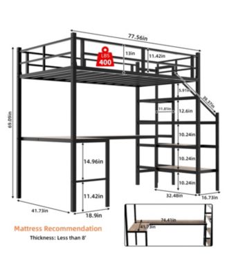 Streamdale Loft Bed with L-Desk, Storage, Stairs & Railing