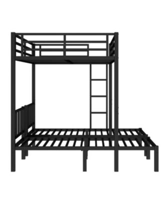 Twin/Queen Metal Triple Bunk Bed - Black