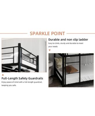 Triple Frame Bed w/ Ladder & Railing - Floor Safe, Easy Assembly