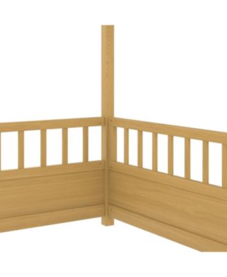  Wooden House Bed with Fence (Full, Natural)
