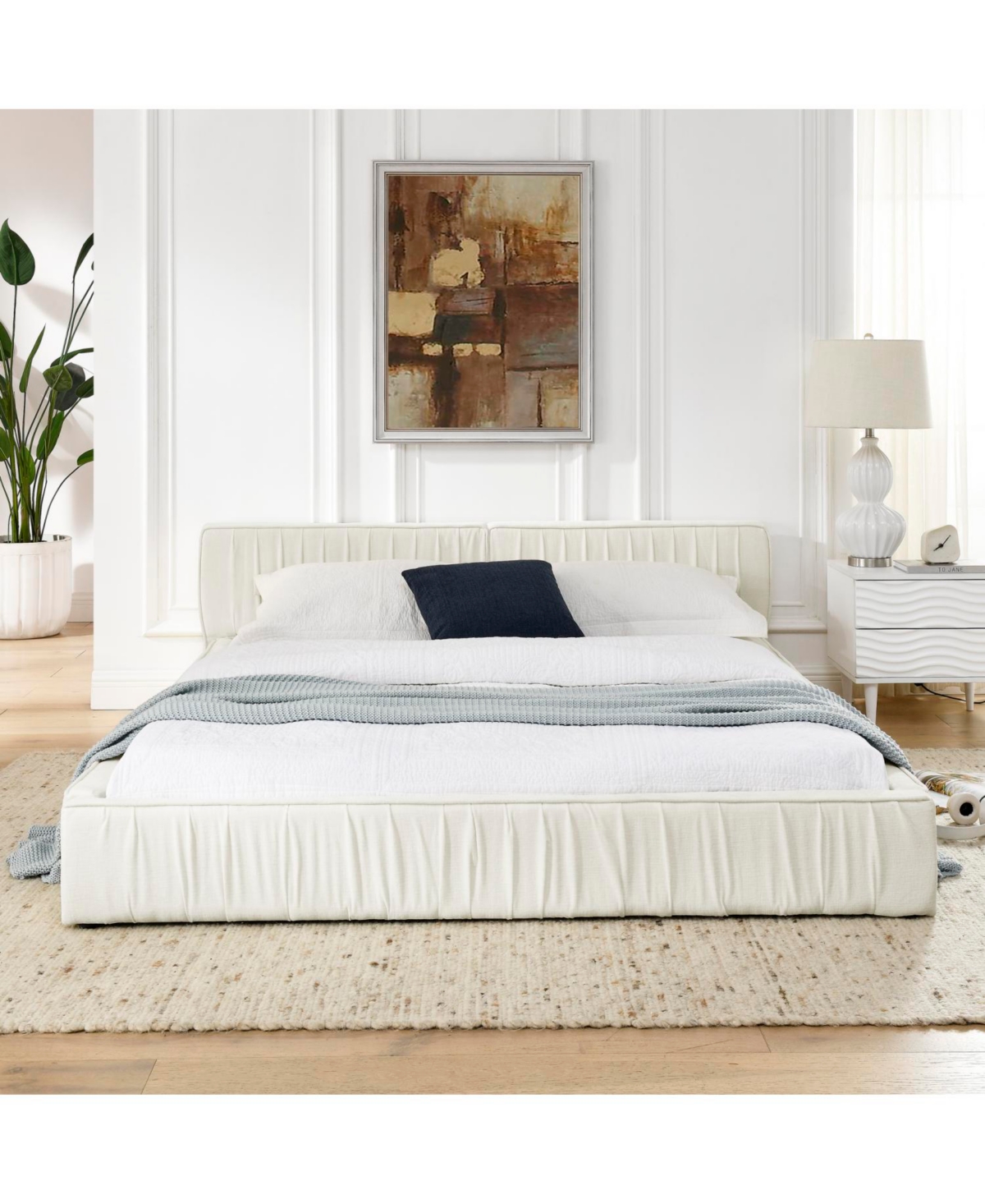 Streamdale Furniture Queen Upholstered Platform Bed with Headboard