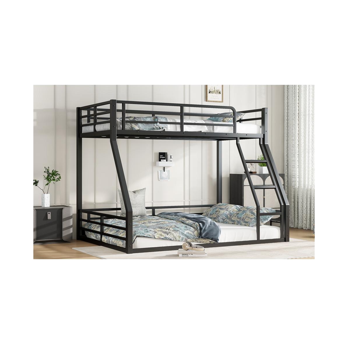 Streamdale Furniture Metal Twin Xl/Queen Bunk Bed Frame - Heavy Duty