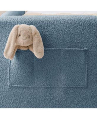 Twin Upholstered Bed- Rabbit Ears, Rail & Pocket, Boucle, Sky Blue