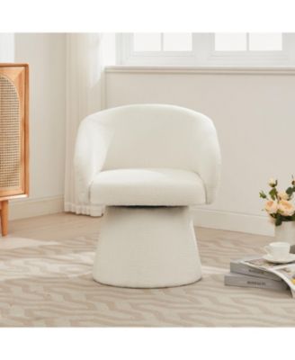 Modern 360 Swivel Boucle Accent Chair