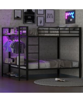 Streamdale Metal Bunk Bed with Storage, LED Light