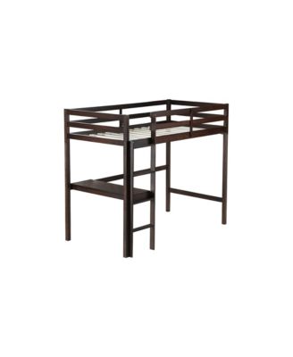 Espresso High Loft Bed with Desk & Guardrail