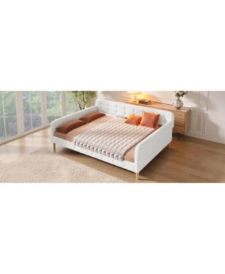 Queen Size Upholstered Daybed with 4 Support Legs