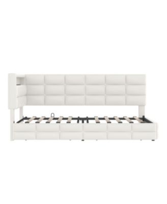 Upholstered Twin Daybed with Storage, LED Lights & Charging