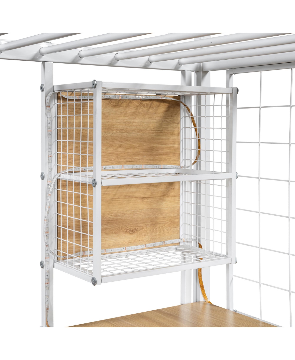 Streamdale Furniture Metal Loft Bed with Work Station, Wardrobe & Storage Staircase, White