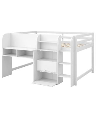Streamdale Low Loft Bed with Desk, Storage, Bookcase & Whiteboard