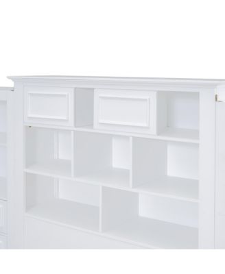 Twin Wood Platform Bed w/ Cabinet & 8 Drawers