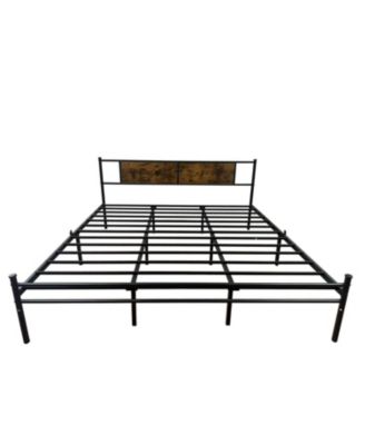 KING Bed Frame Wood Headboard Footboard Metal Platform Mattress Foundation