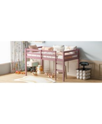 Solid Wood Twin Loft Bed with Ladder