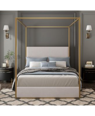 Luxury Beige King Canopy Bed