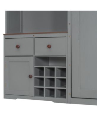 Queen Murphy Bed with Storage, Wine Rack & LED