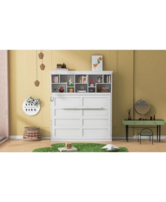 Queen Size Murphy Bed Wall Bed with Top Shelves & USB